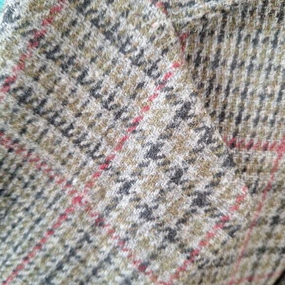 Vintage Sag Harbor Gray Green Plaid Wool Blnd Blazer Women Size 14P Petite - Picture 2 of 9